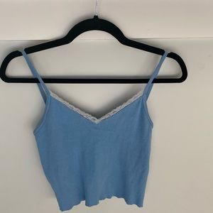Brandy Melville Blue Nicolette Lace Tank Top